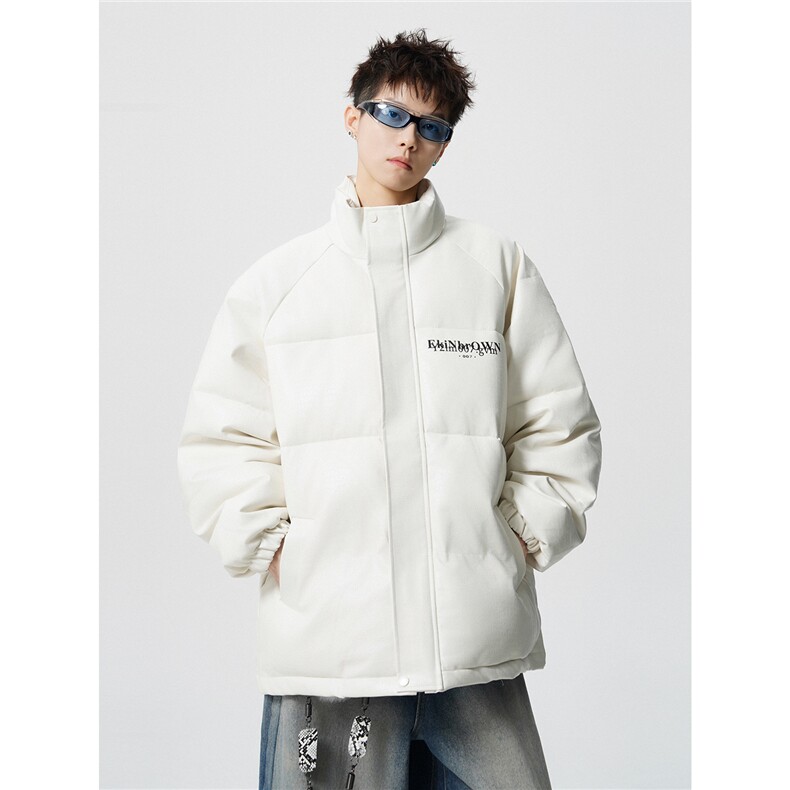 鳄鱼纹印花设计大码M-5XL手塞棉夹克PU皮棉服外套男8507P120控158，男装夹克，星座227-7