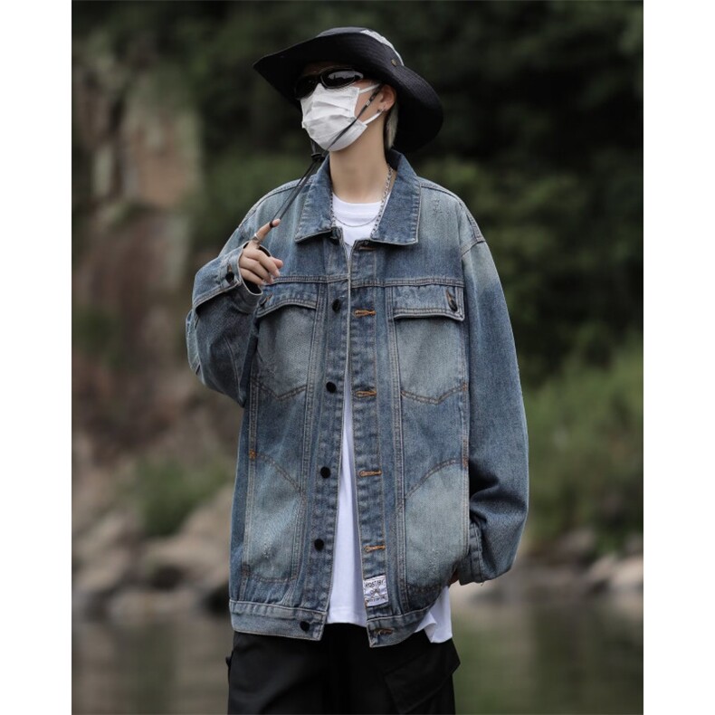 美式复古牛仔外套男春秋潮牌高街工装夹克DA021P70,男装夹克,星座1116-2