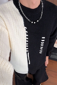 秋季圆领毛衣男女宽松休闲百搭高级感长袖上衣ZWE24526-特价P52图片