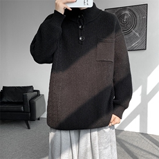 8XL-M特大码冬季立领毛衣纽扣高级设计感情侣?袖毛衫MY1208P65，男装针织衫/毛衣，电商D206-1