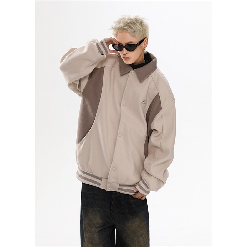秋季新款港风日系拼色宽松翻领夹克外套男XZ213-JK9911-P90控108,男装夹克,星座213