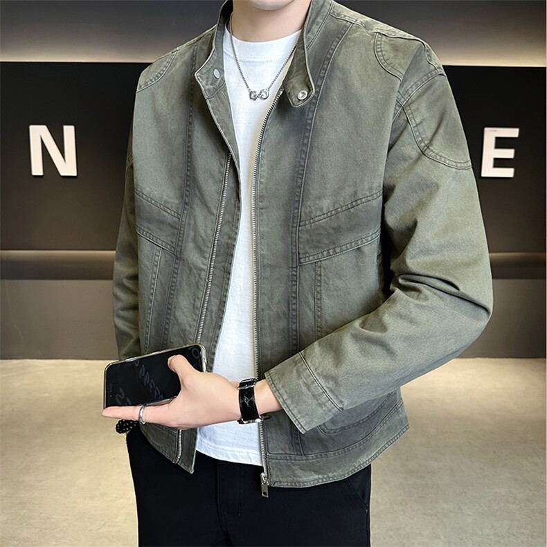 6517-M-3XL-P135店主风秋季翻领立领男士渐变休闲百搭夹克外套,男装夹克,电商B255