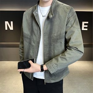 6517-M-3XL-P135店主风秋季翻领立领男士渐变休闲百搭夹克外套图片