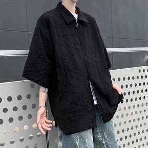 2024夏季新款休闲五分衬衣外套潮牌痞帅衬衫短袖男现货 W8217-P35图片