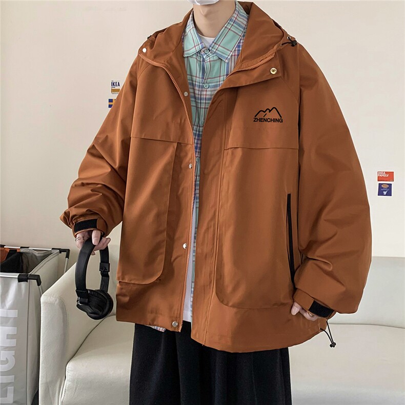 港风23秋季百搭宽松夹克连帽防水高品质外套TPF21特批65控108图片