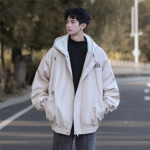 春装冲锋衣连帽皮夹克机车PU皮衣外套P110控158 抖音控178加绒+20图片
