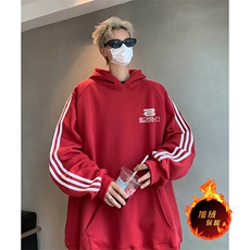 抖音得物供货提供视频秋冬重磅美式宽松织带连帽卫衣0633，男装卫衣，电商A486