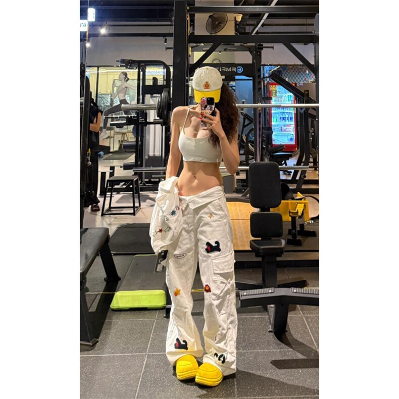 【有货】A9027CC-特P53 趣味小狗刺绣工装休闲裤男女图片