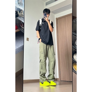特批30 夏季美式阔腿简约款直筒长裤锦纶图片