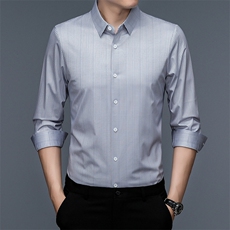 长袖纯色衬衫男2023春季商务休闲中青年男士打底衬衣ZL09916-P78，男装衬衫，星座1105-3