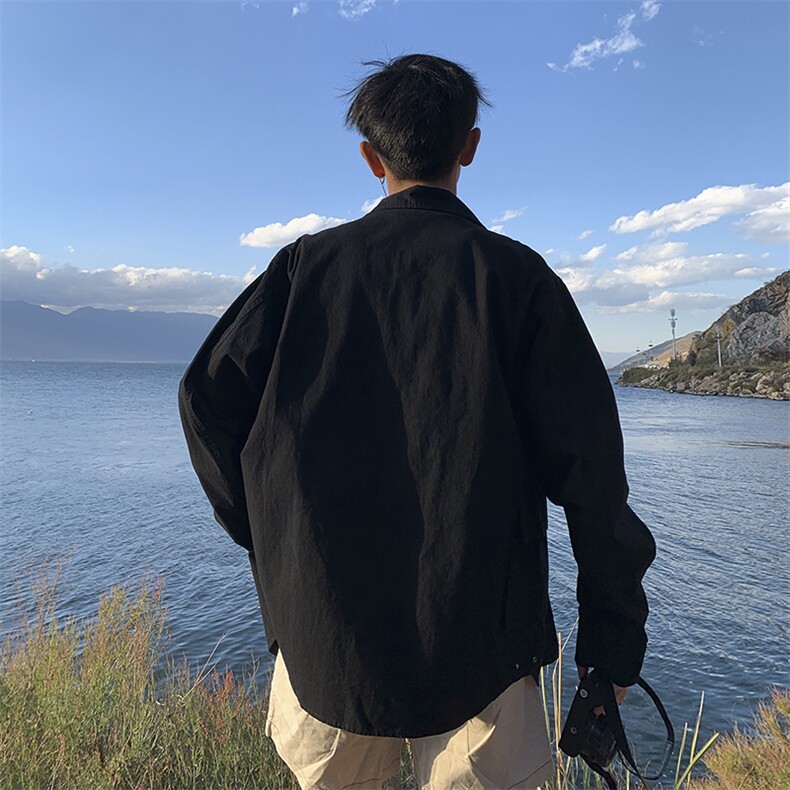 外套男2021春季新款韩版潮流百搭工装衬衫外套男装上衣DS325T,男装夹克,电商A102