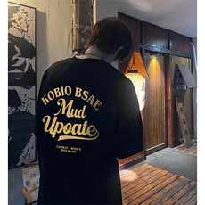 抖音得物210克现货宽松纯棉美式潮牌印花落肩袖纯棉T恤AT21126，男装T恤，电商A443