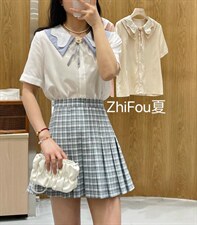 夏季新款双层荷叶领衬衫，女装衬衫，知否