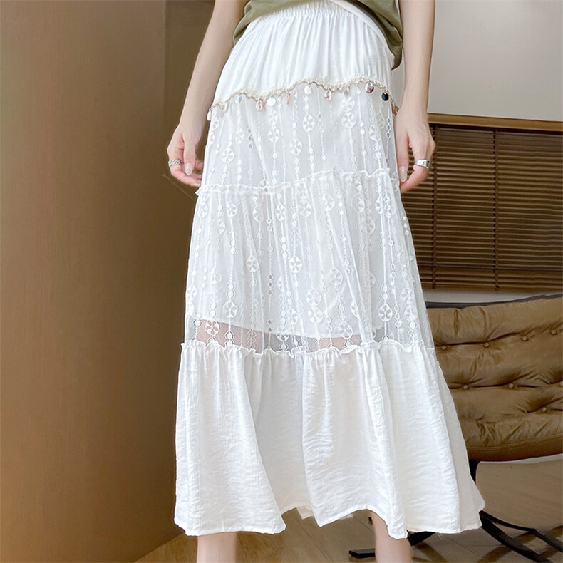 新款时尚休闲舒适天丝民族风针织半身裙女士高腰显瘦百搭A字裙女，女装半身裙，朝贺羊绒