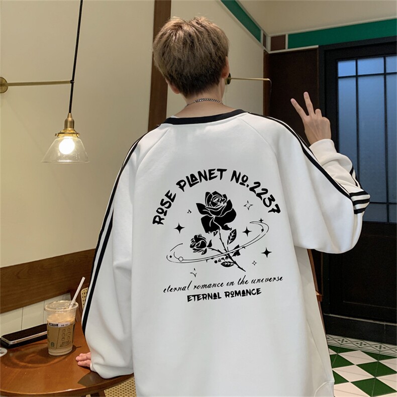 美式三杠条纹复圆领卫衣秋冬男女宽松长袖SW2456 -P45控68 50棉图片