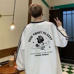 美式三杠条纹复圆领卫衣秋冬男女宽松长袖SW2456 -P45控68 50棉图片