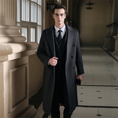 2025年秋季新款百搭纯色扣子翻领大衣，男装羊毛衫，牧绒家园高端店