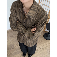 扎染肌理纹理衬衫2025秋季新款翻领设计感休闲宽松长袖衬衣男特P，男装衬衫，星座715-4