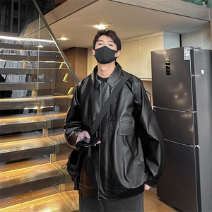皮衣男士韩版潮流高街帅百搭宽松2024秋冬季ins新款外套W5866-P72图片