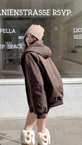 慵懒风毛领派克服女2025冬季新款时尚减龄短款加绒外套百搭松弛感图片