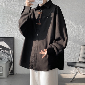 8XL-M 特大码风棉麻长袖盘扣亚麻刺绣衬衫男新中式CS510P65图片