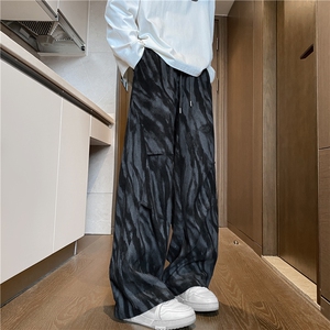 秋季新款潮流扎染褶皱拼接灯芯绒休闲长裤B315-K25493-特p35控68图片