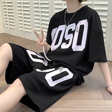 2025夏季新款运动服短袖T恤运动套装潮男痞帅一套搭配宽松短裤P45，男装T恤，星座1113