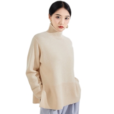 女士秋冬季新款时尚宽松半高领羊毛衫，女装羊毛衫，奢优羊绒