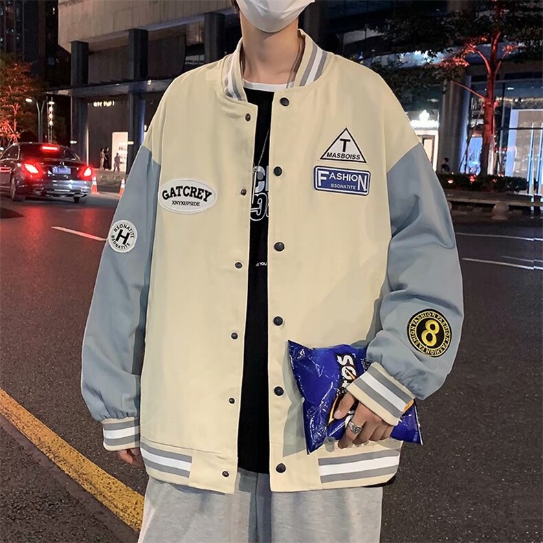 棒球服男春秋潮牌ins港风情侣飞行员夹克宽松运动外套JK42-P48图片