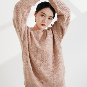 秋冬季新款女时尚百搭女士羊绒衫圆领套头图片