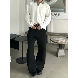 简约格子polo翻领卫衣男款ins潮流长袖打底衫套头上衣LW7866-P38