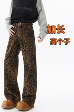 豹纹裤子加长版高个子牛仔裤男188cm115直筒休闲裤工装裤KZ037P65，男装休闲裤，电商B312
