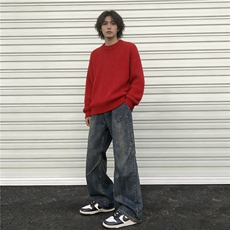美式复古水洗做旧牛仔裤男微喇高街裤子潮流直筒休闲长裤YZ99-P50，男装牛仔裤，星座509