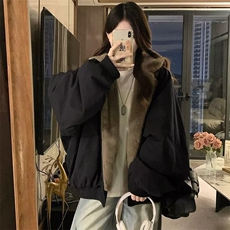 2025冬季新款韩chic休闲气质宽松羊羔棉服女外套两面穿保暖棉衣，男装棉衣，星座506A