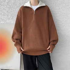 8XL-M立领半拉链毛衣男大码慵懒风宽松日系针织衫外套MY19002P78，男装针织衫/毛衣，电商B312