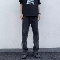 美式vibe裤子高街水洗牛仔裤男设计感小众拉链裤K708P42，男装牛仔裤，星座1116-2