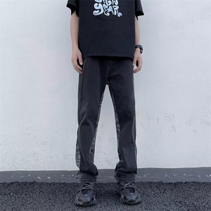 美式vibe裤子高街水洗牛仔裤男设计感小众拉链裤K708P42图片