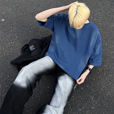 美式高街水洗短袖T恤男夏潮宽松运动打底衫T恤24XT77133-P35，男装T恤，电商A042