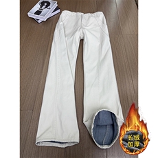 B221美式ins高街斜切微喇休闲洗褪加绒牛仔裤LK25594-特P55控98，男装牛仔裤，电商B221