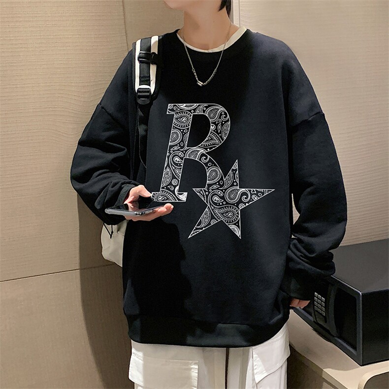 S6328-P28秋季圆领卫衣男大码韩版宽松长袖外套,男装卫衣,电商A040