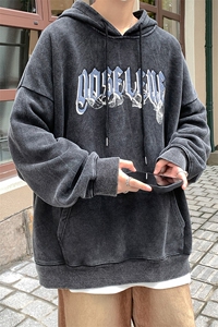 秋装新款水洗复古欧美潮流宽松连帽卫衣 A071-W08-P70图片