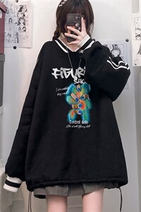 秋冬中性 韩版新款宽松情侣V领休闲加绒卫衣男女潮B608 P55控68图片
