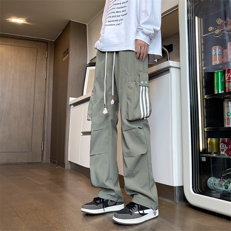 秋季潮牌休闲防水工装裤男生宽松抽绳直筒运动裤G2031P45,男装工装外套,星座914-1