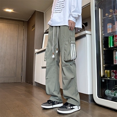 秋季潮牌休闲防水工装裤男生宽松抽绳直筒运动裤G2031P45，男装工装外套，星座914-1
