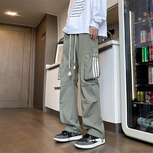 秋季潮牌休闲防水工装裤男生宽松抽绳直筒运动裤G2031P45图片