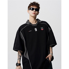 美式运动polo衫男夏季高街设计感印花T恤宽松休闲短袖D420P48，男装T恤，电商A335-1（原A458）