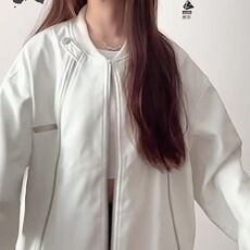 【有货】D8898-P88重磅质感水洗宽松高街百搭休闲外套女2025秋季，男装皮衣，星座603-2