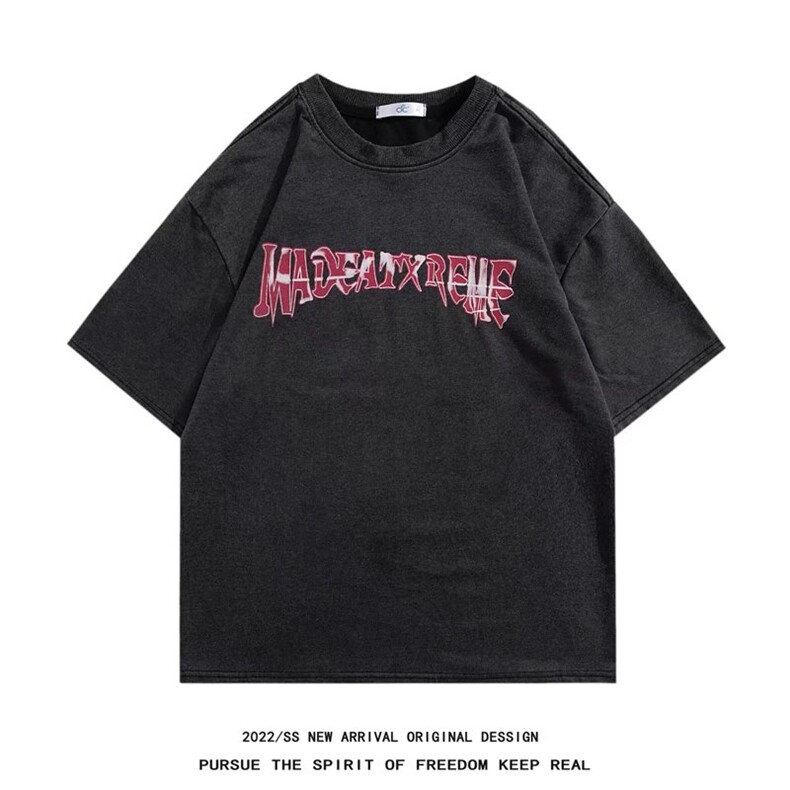 新款美式高街复古t恤男女潮牌水洗做旧情侣宽松短袖夏季T1100-p26,男装T恤,星座1008