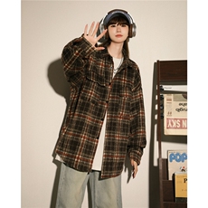 美式小香风加厚秋冬毛呢格子纹衬衫男女夹克棒球服CS3003-P60，男装夹克，星座222-7
