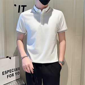 店主风社会小伙男士时尚刺绣POLO衫男短袖T恤301A-1/PL112/P55图片